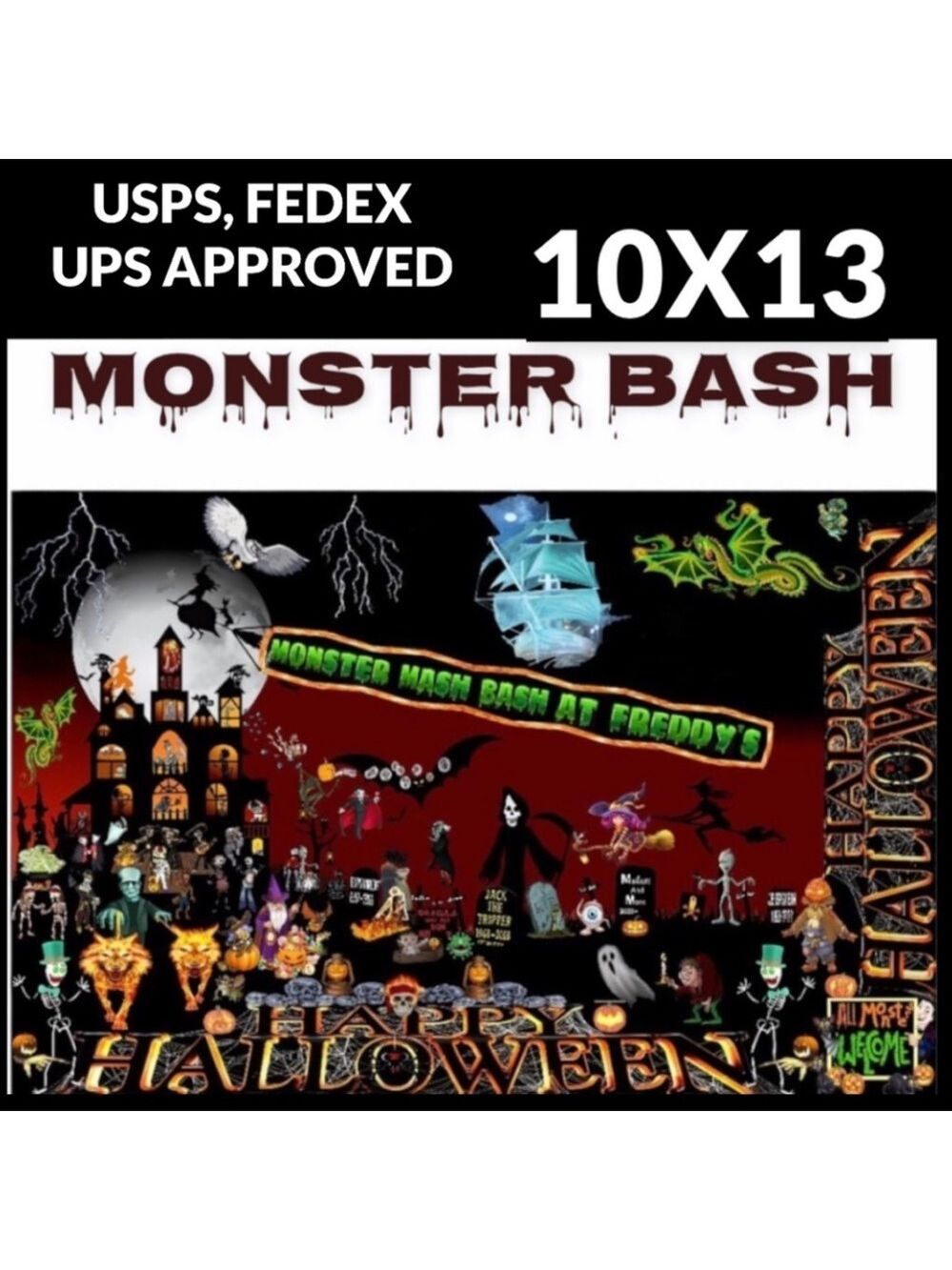 50 10x13 Poly Mailers Halloween Shipping Envelopes PRICE IS FIRM MONSTER Fall - Picture 1 of 8